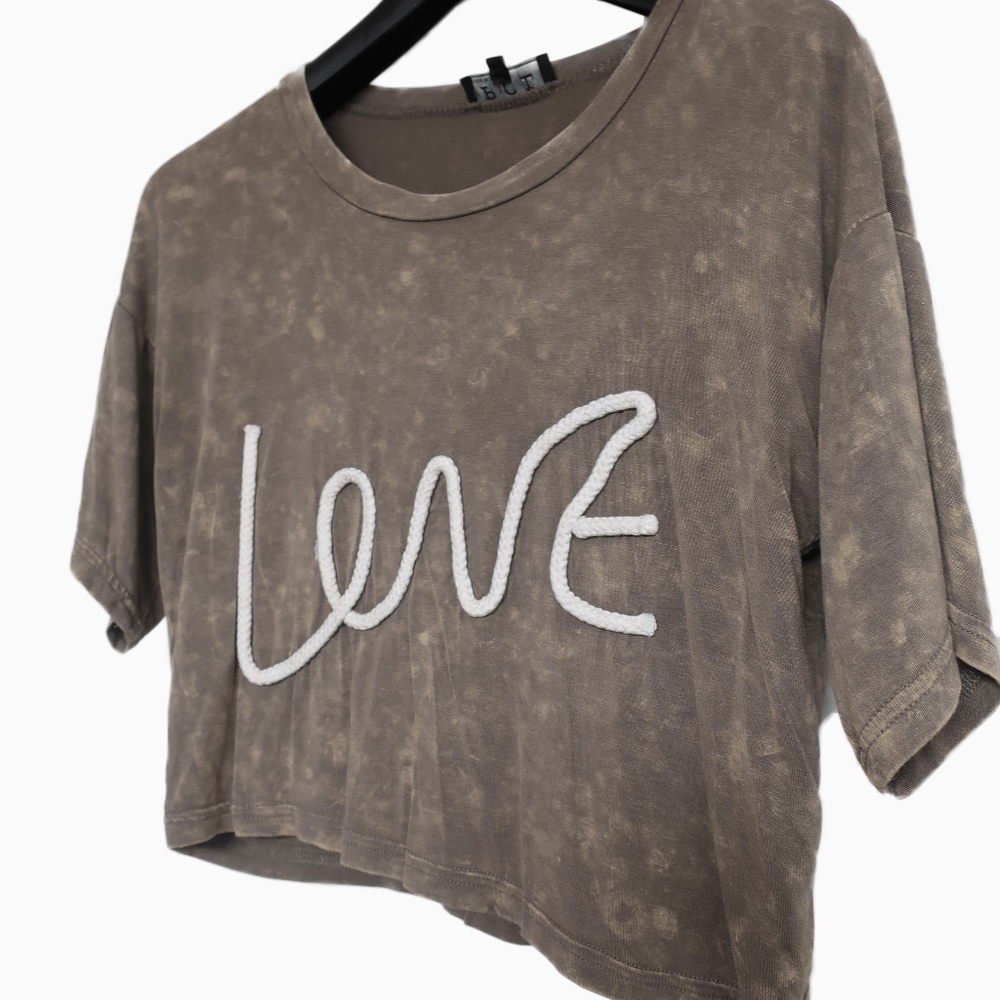 Love Embroidered Crop Tee
